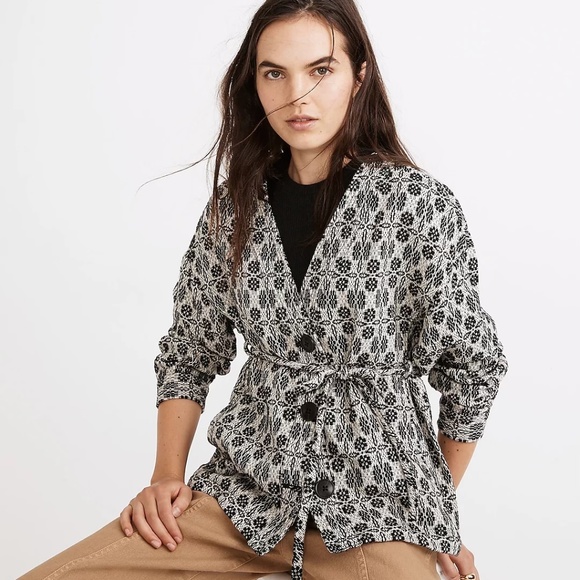 Madewell Geometric Jacquard Tie-Waist Jacket - Picture 1 of 8